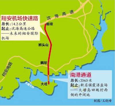 厦门:将建翔安机场快速路 从沈海高速公路直达大嶝岛图